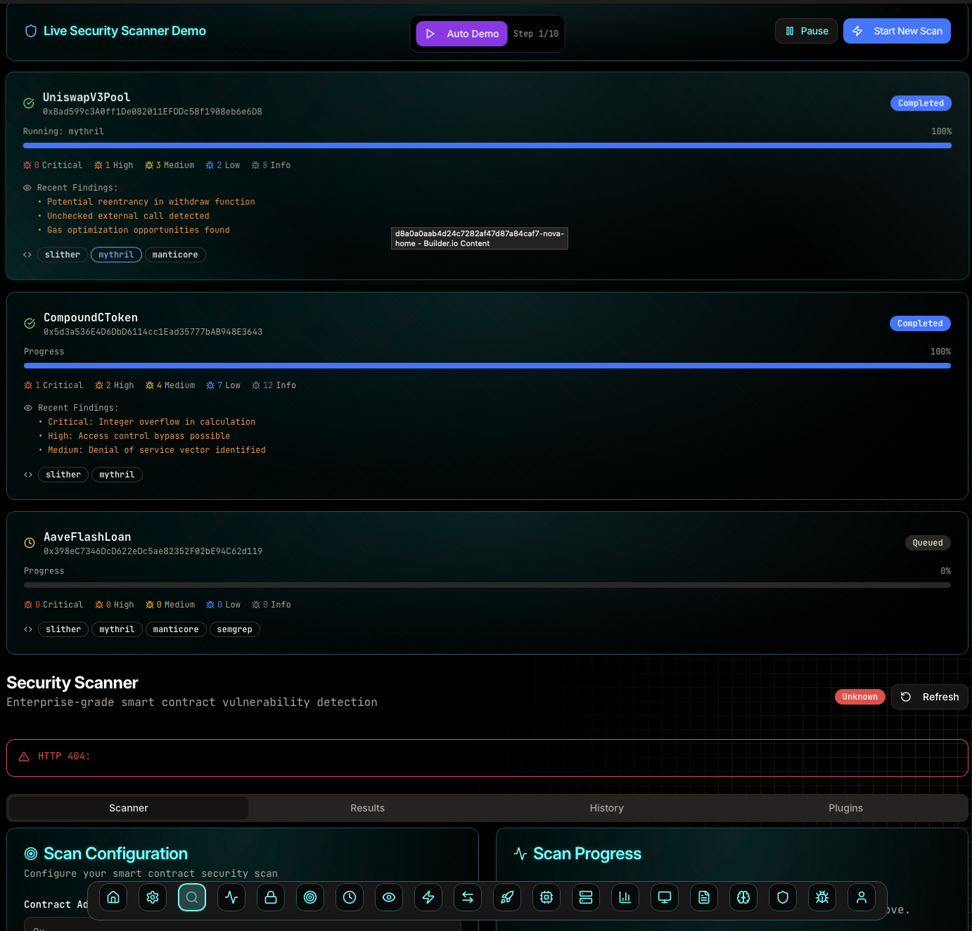 guardrail scan overview with severity breakdown